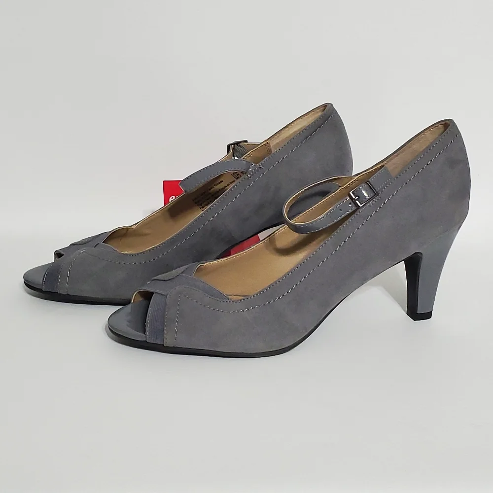 NWT Dexflex Comfort Charcoal Peep-Toe Heels Women's Size 11